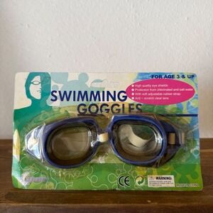 Retro Kids Swimming Goggles Blue Adjustable Strap Ages 3+ New Old Stock
